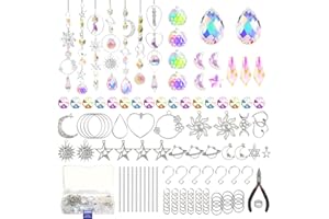 ZIFTY Crystal Suncatcher Kit 7 Pieces Crafts for Adults Sparkling Sun Catchers Stained Glass Kit with Hooks Chains Pendants Rainbow Maker for Whimsical Crystal Decor Window Outdoor Hanging Decor