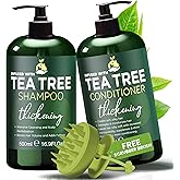 Tea Tree Shampoo & Conditioner Set | Thinning Hair Loss Treatments for Men and Women | Soothes Itchy Scalp & Dandruff | Boosts Hair Growth & Reduces Hair Loss | Sulfate & Paraben Free
