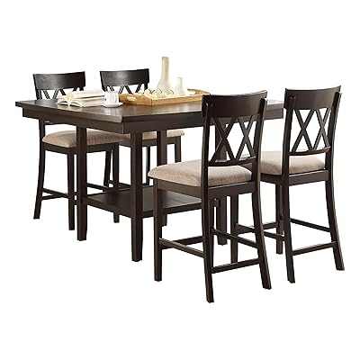 Lexicon 5-Piece Counter Height Dining Set, Brown