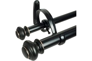 Decopolitan Urn Telescoping Double Drapery Rod Set, 36-72", Antique Bronze