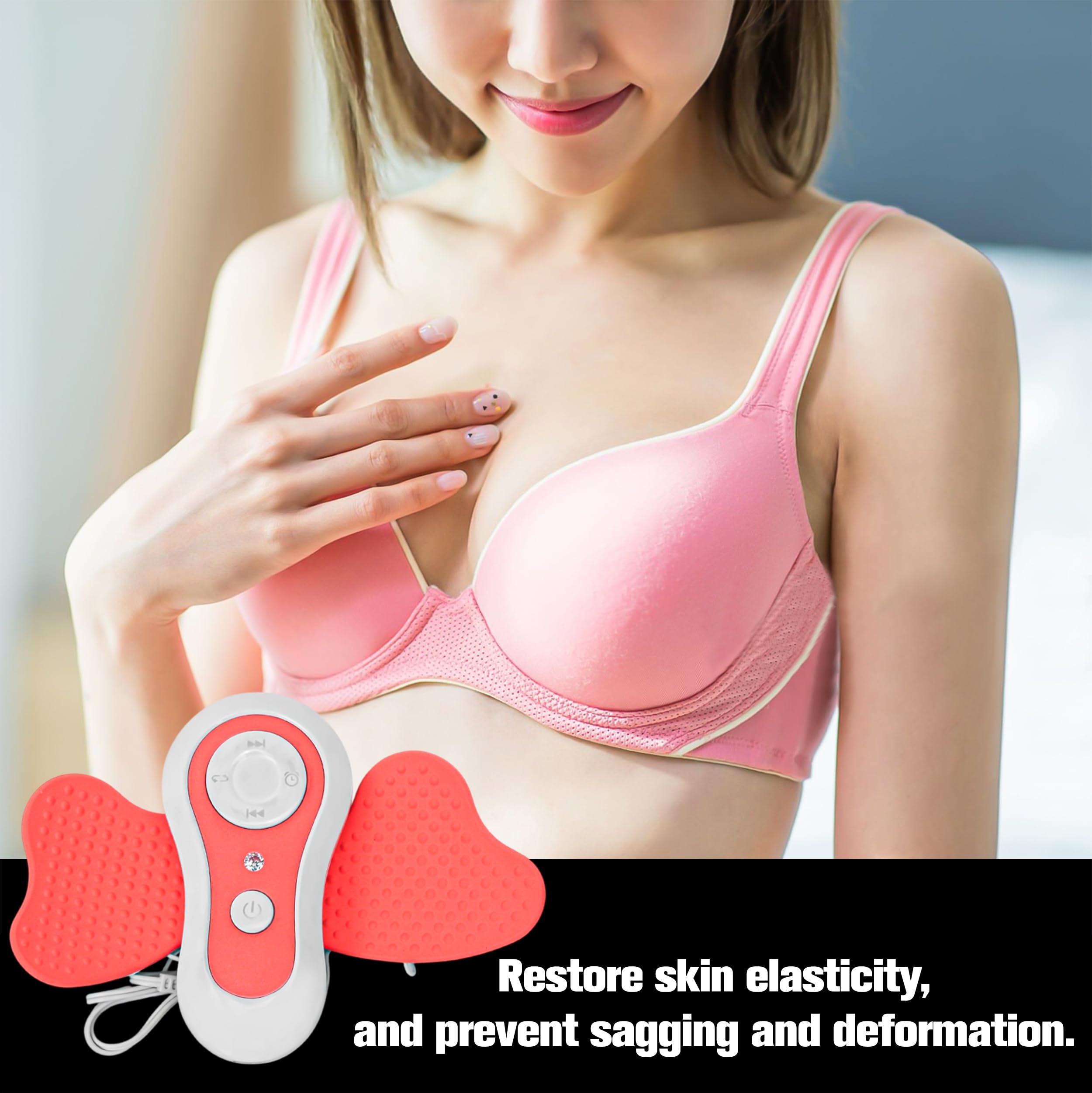 Electric Breast Massager for Women – Chest Enlargement Enhancer and Lift Care with Hot Compress Function, USB Waterproof Stimulators to Enlarge and Augmentation