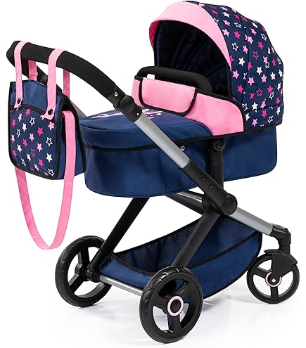 Poussette Poupée Trendy Licorne - Landau Réglable Avec Sac Et Panier, Pour Poupées Jusqu’à 46 Cm