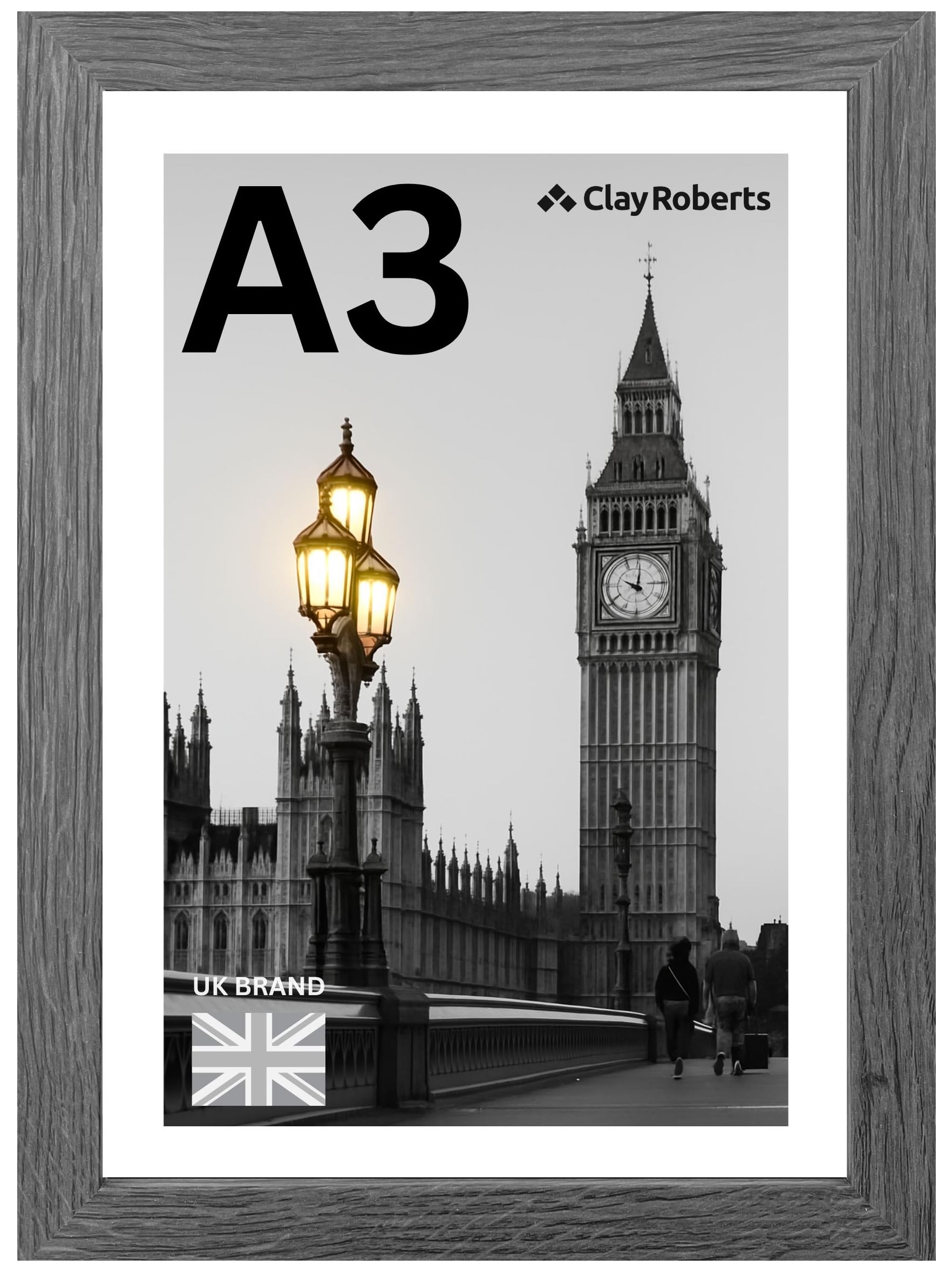 A3 Photo Frame, Picture Frame, Art Print Poster, 29.7cm x 42cm, Frames, Photo Collage Gallery Display, A4 Card Mount Frame (Dark Grey, 1 Pack)