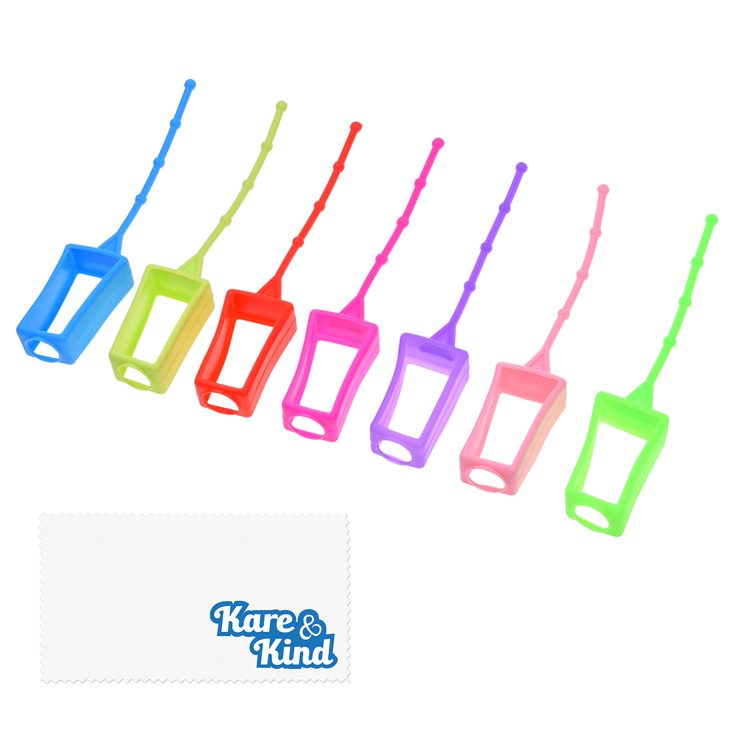 Kare & Kind 7X Silicone Hand Sanitizer Protective Cases (Empty) - Soft Smooth Holders for 30ML Bottles - Comes with Soft Adjustable Loops for Backpacks, Keychains - Use for Travel, Home