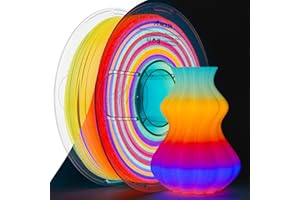 AMOLEN 3D PLA Glow in The Dark Filament 1.75mm, Glow Rainbow 10M Purple, Red, Orange, Blue, 3D Printing PLA Filament 1.75mm, Best with UV Lamps, 1KG Spool (2.2lbs), Dimensional Accuracy +/- 0.02 mm