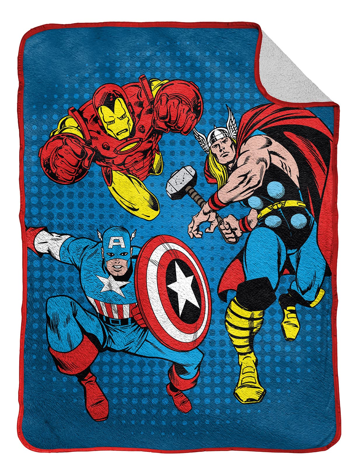 Jay Franco Marvel Comics Avengers Whoom 130 x 150cm Fluffy Sherpa Fleece Throw Blanket
