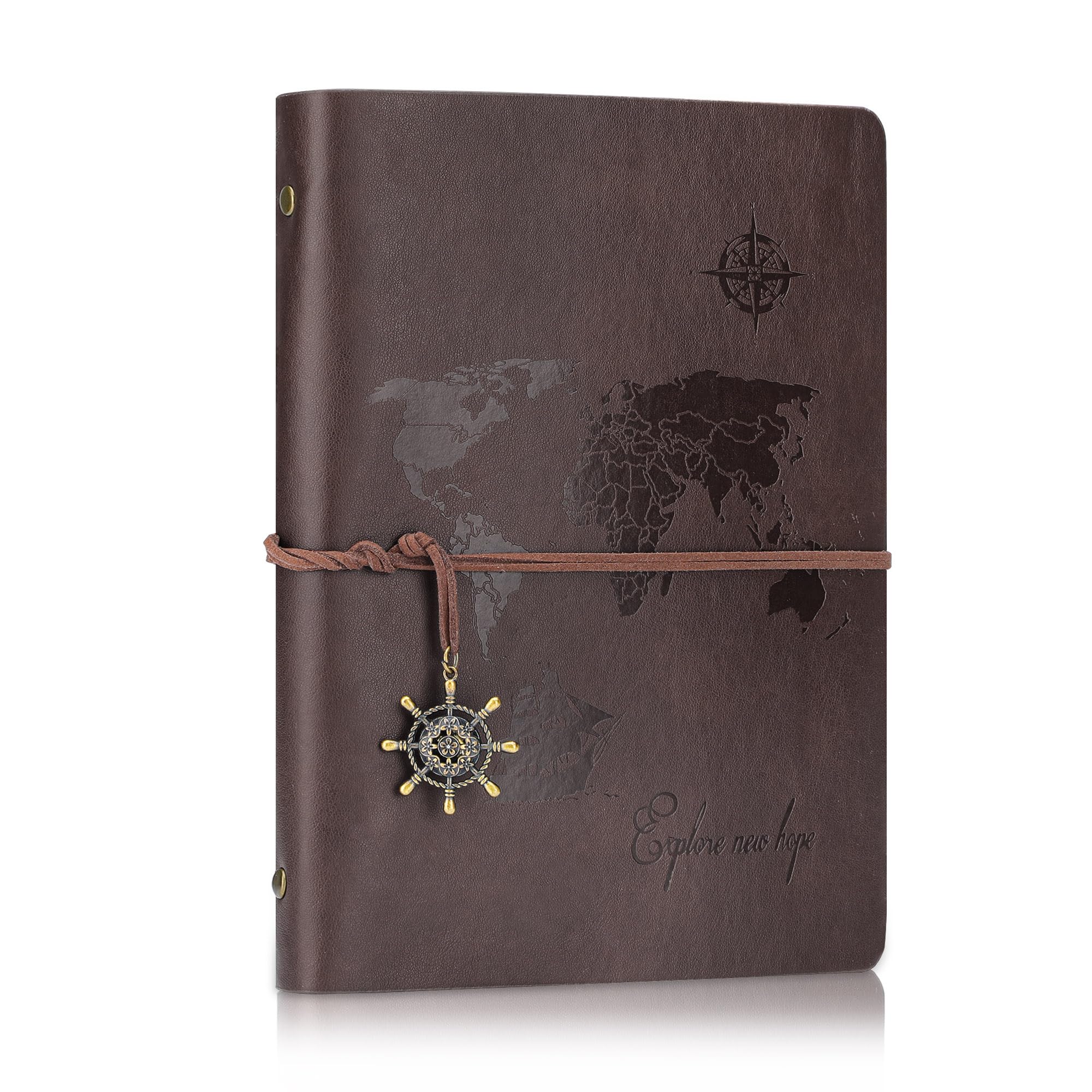 SEEALLDE A5 Leather Notebook Travel Journal Notebook Vintage Diary Refillable 100 Sheets/200 Pages 80GSM Acid-Free Paper Best Gift Idea…