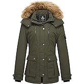 wantdo Women's Quilted Winter Coat Warm Puffer Jacket Thicken Parka with Removable Hood