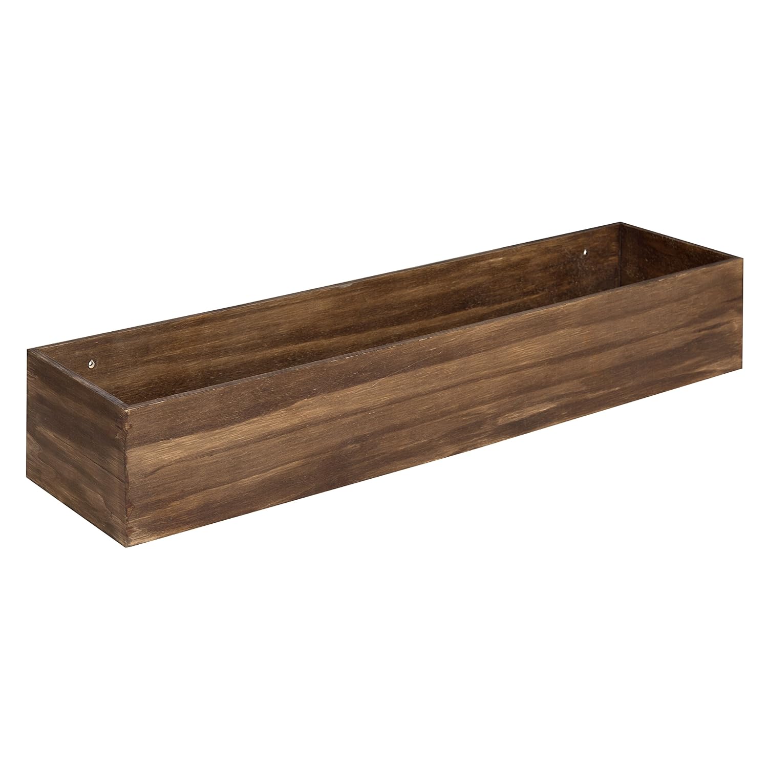 Kate and Laurel Boxx Wood Planter Floating Wall Shelf, 24 Inches, Dark Brown
