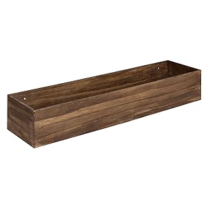 Kate and Laurel Boxx Wood Planter Floating Wall Shelf, 24 Inches, Dark Brown