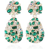 ATIMIGO Rhinestone Teardrop Dangle Earrings Trendy Crystal Drop Statement Earrings hypoallergenic Chandelier Fashion Earrings for Women