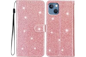 Miagon Wallet Case for iPhone 13 Mini,Premium Bling Glitter PU Leather Magnetic Closure Stand Soft TPU Bumper with Card Slots