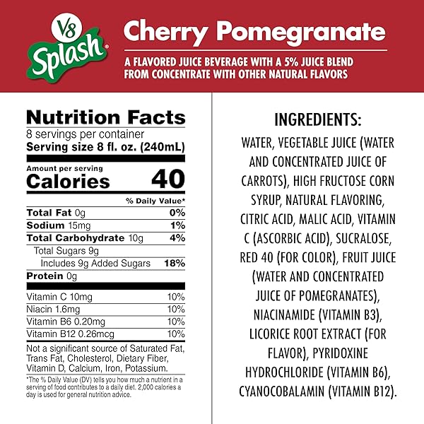 V8 SPLASH CHERRY POMEGRANATE FLAVORED JUICE BEVERAGE, 64 FL OZ BOTTLE