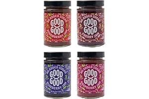 GOOD GOOD No Added Sugar Fruit Jam Variety Pack of 4 - Keto Friendly Jelly - Strawberry, Blueberry, Raspberry and Cherry Jam - Low Carb, Low-Calorie and Vegan - 12oz / 330g Jars