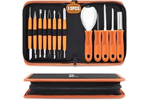 CHRYZTAL Pumpkin Carving Kit Tools Halloween, 13PCS Professional Heavy Duty Carving Set, Stainless Steel Double-side Sculptin