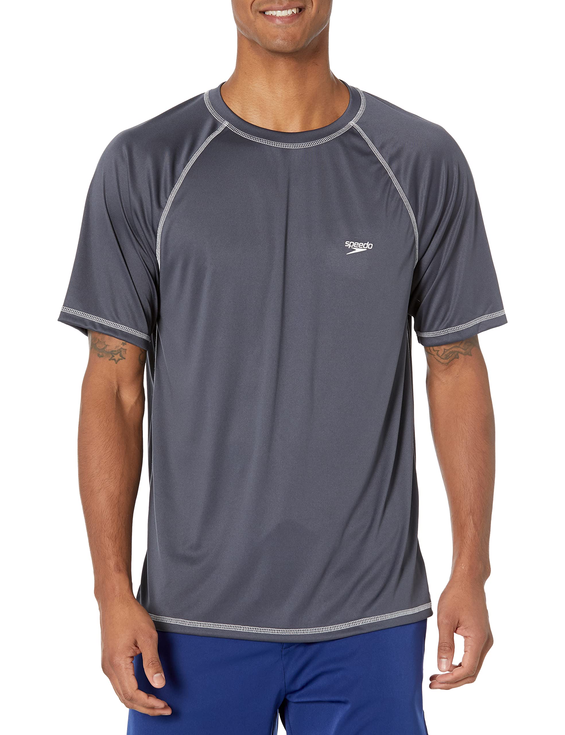 Speedo Men's Uv Swim Shirt Short Sleeve Loose Fit