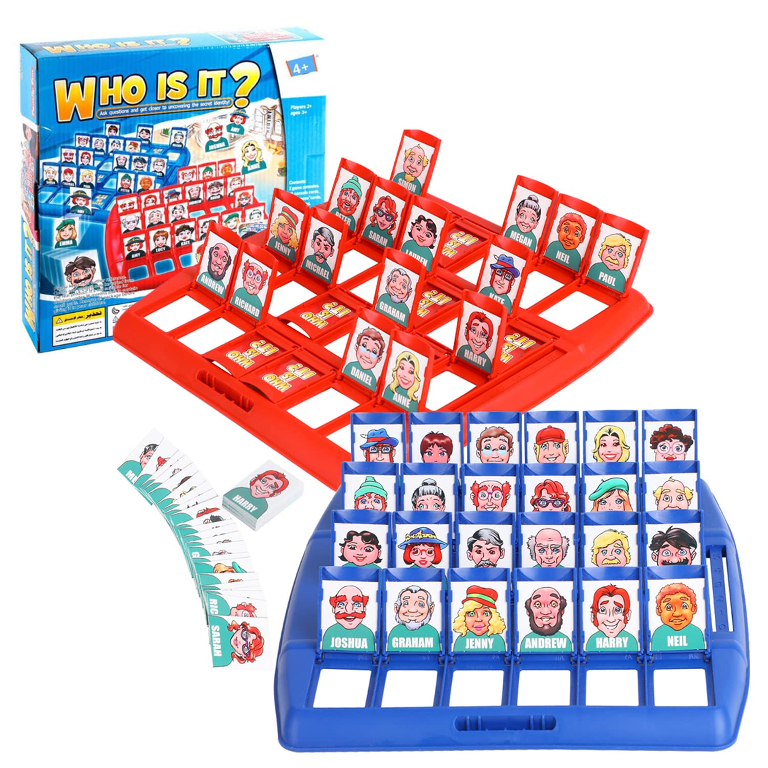 DERAYEE Guess Who I Am Game, Funny Family Guessing Game, Guess Who Board Game, Educational Game For Kids, Blue,red