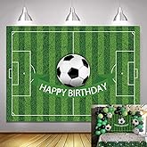 Soccer Birthday Party Backdrop Football Field Photo Background Soccer Theme Birthday Party Decorations Photo Booth Props for Boys Adult Cake Table Decorations (7X5FT)