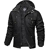 MAGCOMSEN Men's Winter Jacket Cotton Fleece Lined Warm Jackets Work Cargo Military Coats with 6 Pockets
