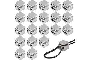 WADY 20PCS Heavy Duty Cord Locks - Metal Drawstring Fasteners for Lanyards, Paracord, Hoodie String & Lock Laces, Double Hole