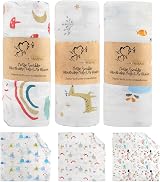 BelleStyle Muslin Swaddle 120x120 Bamboo Cotton 3 Pack Blue Whale Rainbow Horse view 1