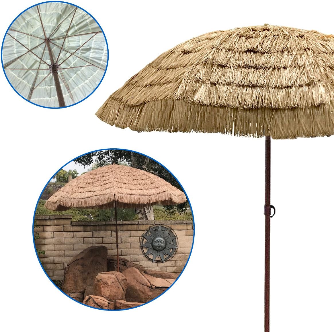 Home Garden Tropical Palapa Tiki Hawaiian Hula Hut Easygo 6 5 Thatch Patio Umbrella Garden Patio Umbrellas