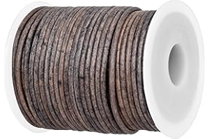 GENIQUE Real/Genuine Round Leather String Cord for Necklace, Bracelets, Jewellery, Braiding (2mm, Grey Distressed)