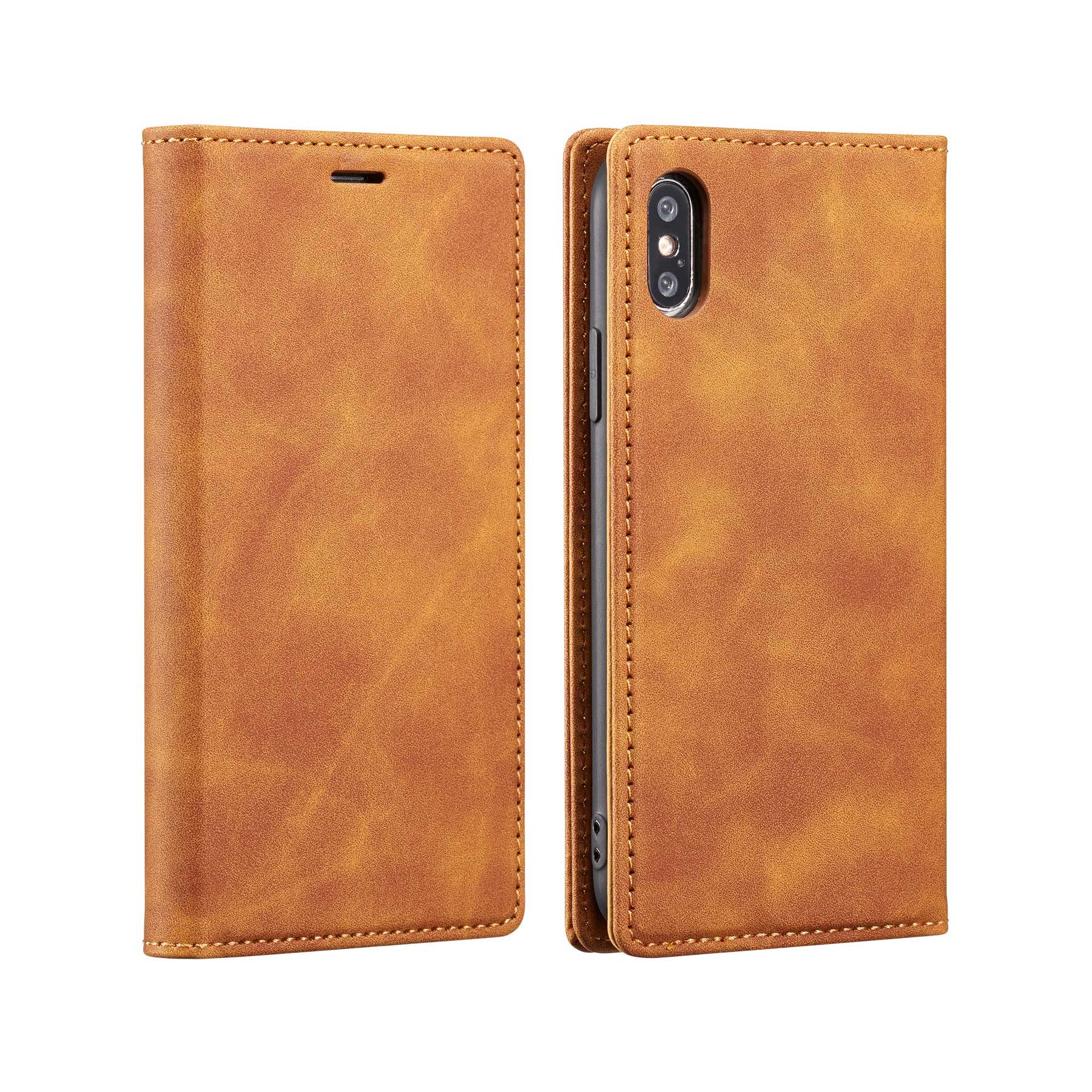 ZCDAYE Case for iPhone XS Max Wallet Case, Premium PU Leather [Kickstand][Card Slots][Magnetic Adsorption] Soft TPU Shockproof Flip Cover Case for iPhone XS Max-Brown — image 1