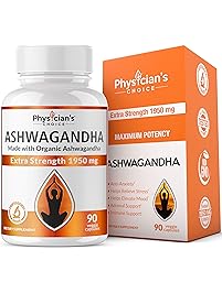 Ashwagandha 1950mg Organic Ashwagandha Root Powder Extract of Black Pepper Anxiety Relief, Thyroid Support, Cortisol & Adrenal Support, Anti Anxiety & Adrenal Fatigue Supplements 90 Veggie Capsules