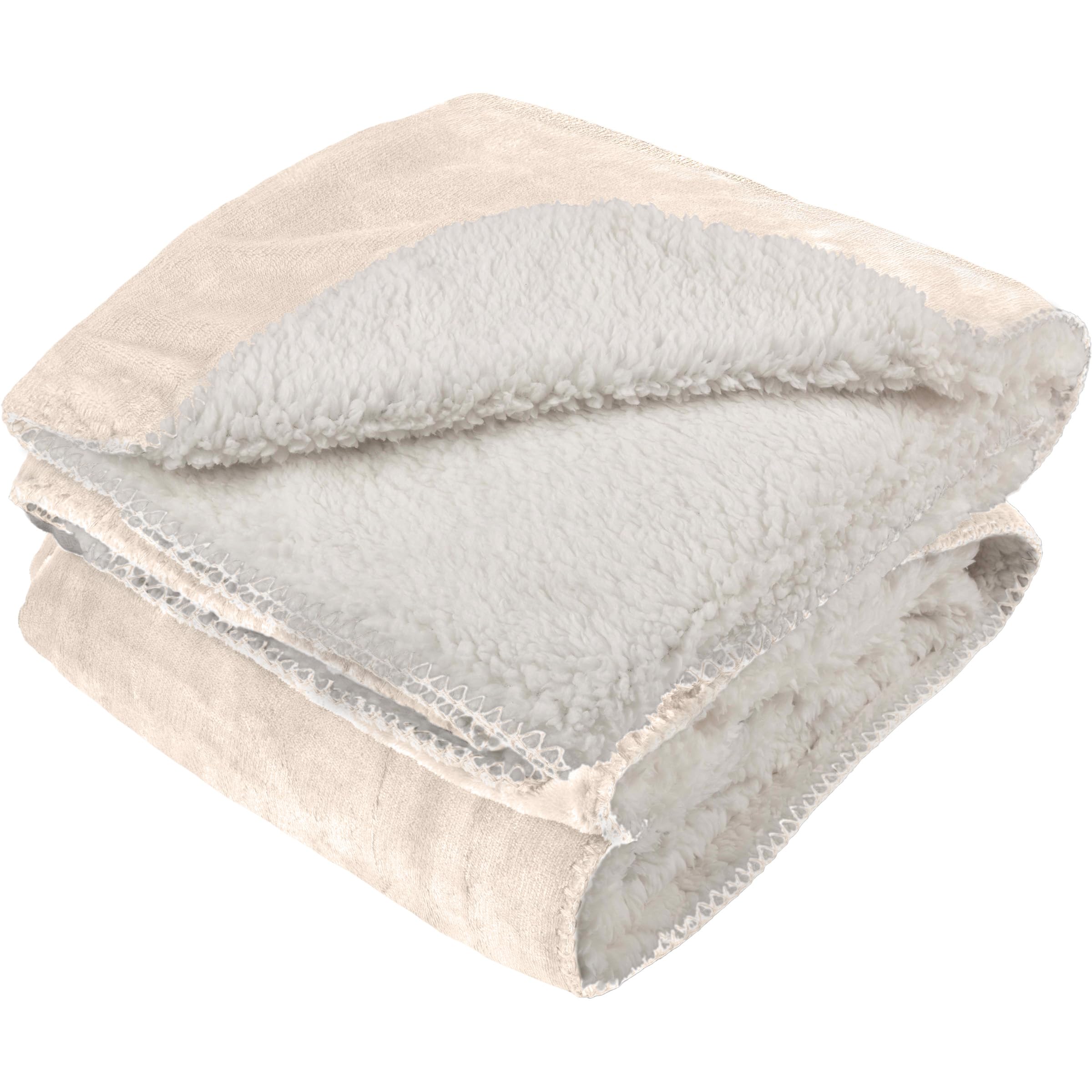 PETMAKER Dog Blanket - 60x70in Reversible Sherpa Blanket - Throw Blankets for Bed, Couch, Crate, or Car - Machine Washable Puppy Essentials (Cream) Image