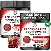Red Yeast Rice with Coq10 Gummies, Red Yeast Rice 2400 mg with CoQ10 200 mg for Cholesterol Support, Heart Health Supplement, Sugar Free, Non-GMO, Vegan – 120 Counts
