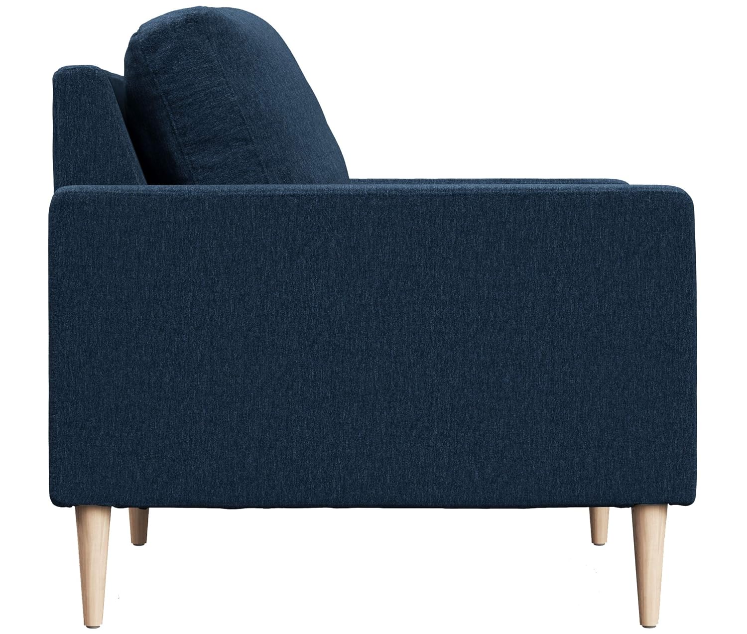 Campaign Steel Frame Brushed Weave Loveseat 61 Inches Midnight Navy With Solid Maple Legs