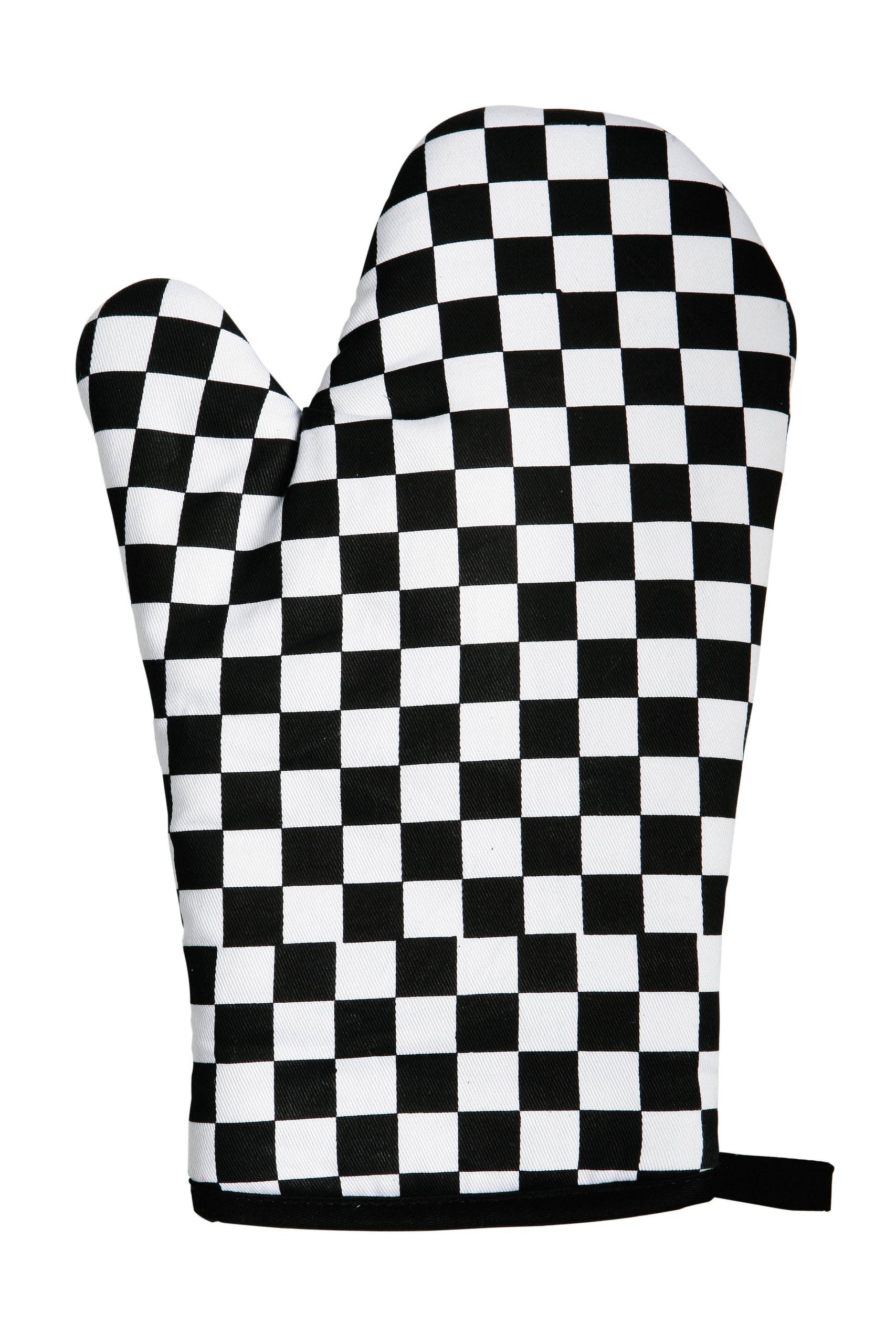 Premier Housewares Check Mate 100% Cotton Single Oven Glove, Black, H3 x W20 x D29 cm