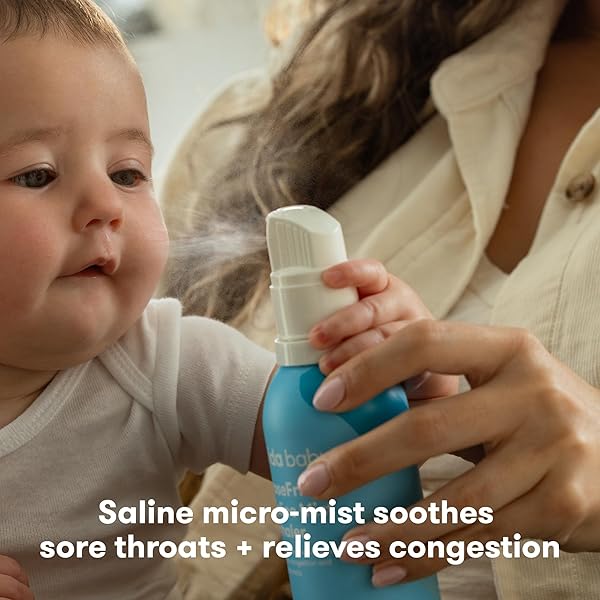 FRIDA BABY NOSEFRIDA SALINE MIST NASAL INHALER, DECONGESTANT SPRAY FOR CONGESTION & ALLERGY RELIEF FOR BABIES + KIDS, NASAL SALINE SPRAY, SOOTHES STUFFY NOSE & SORE THROAT, INCLUDES MASK
