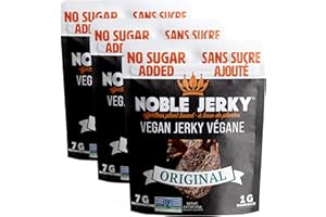 Noble Jerky – No Added Sugar, Vegan Snack, Plant-Based, Non-GMO, Keto-Friendly, Original, 3-Pack (70g Each)