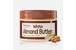 Wellbee's White Almond Butter - Blanched, Raw, Natural, Super Smooth & Creamy, Non GMO, No Sugar Added, No Salt Added, Vegan, Paleo, Keto, 12 oz Jar