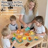 HERSITY Tea Party Set Picnic Toy Afternoon Tea Playset with Basket Mat 3 4 5 view 3