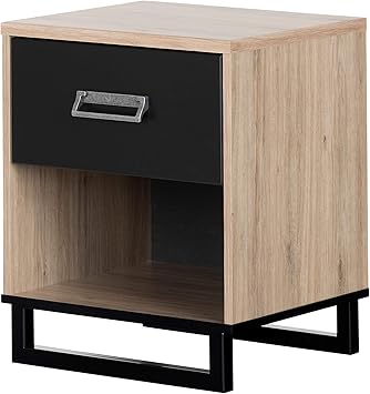 Amazon Com South Shore Induzy 1 Drawer Nightstand Rustic Oak And Matte Black Furniture Decor