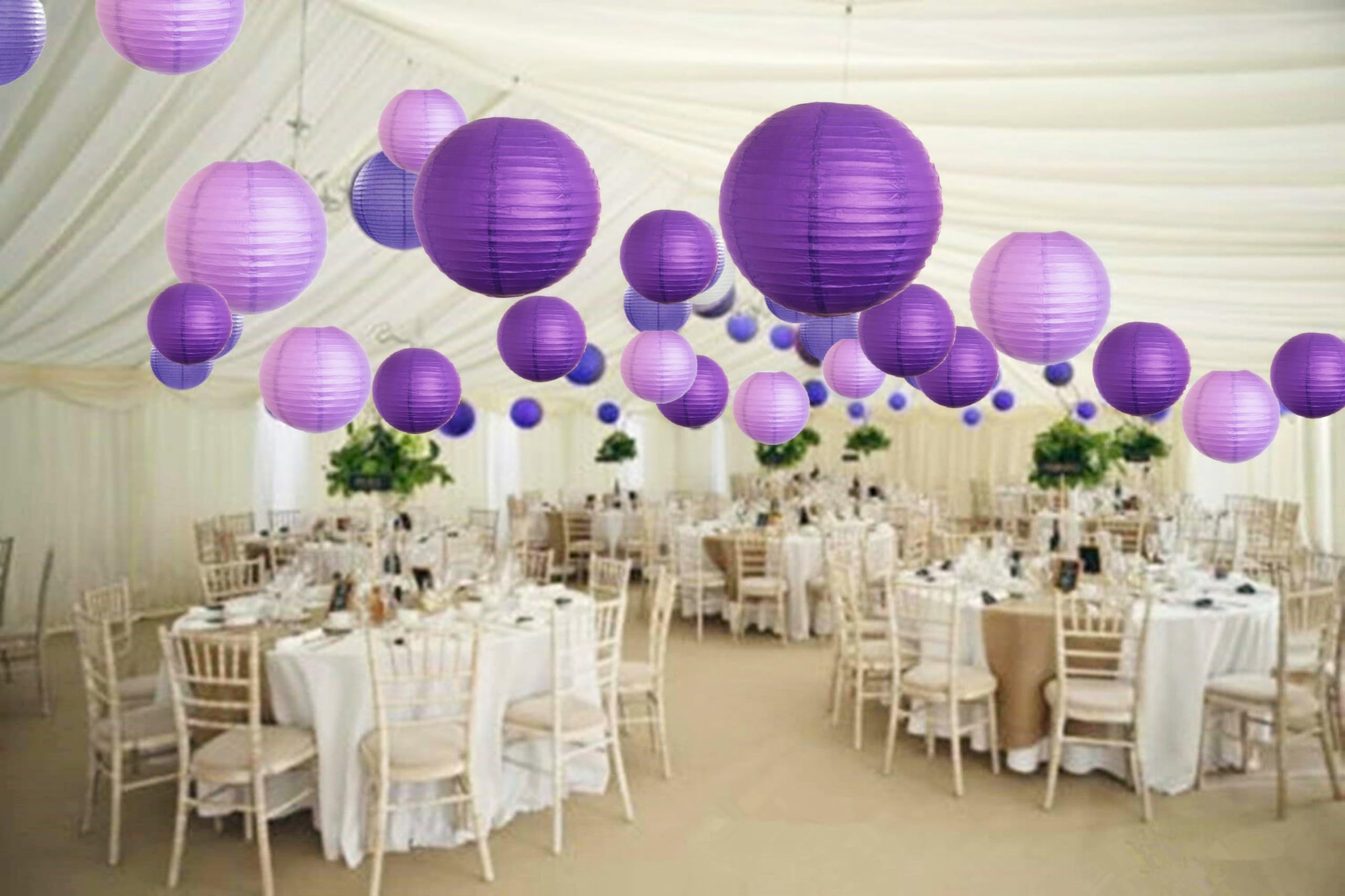 A Liittle Tree -Mixed Paper Lanterns Purple Lilac 12 (4x8"+4x10" + 4x12")