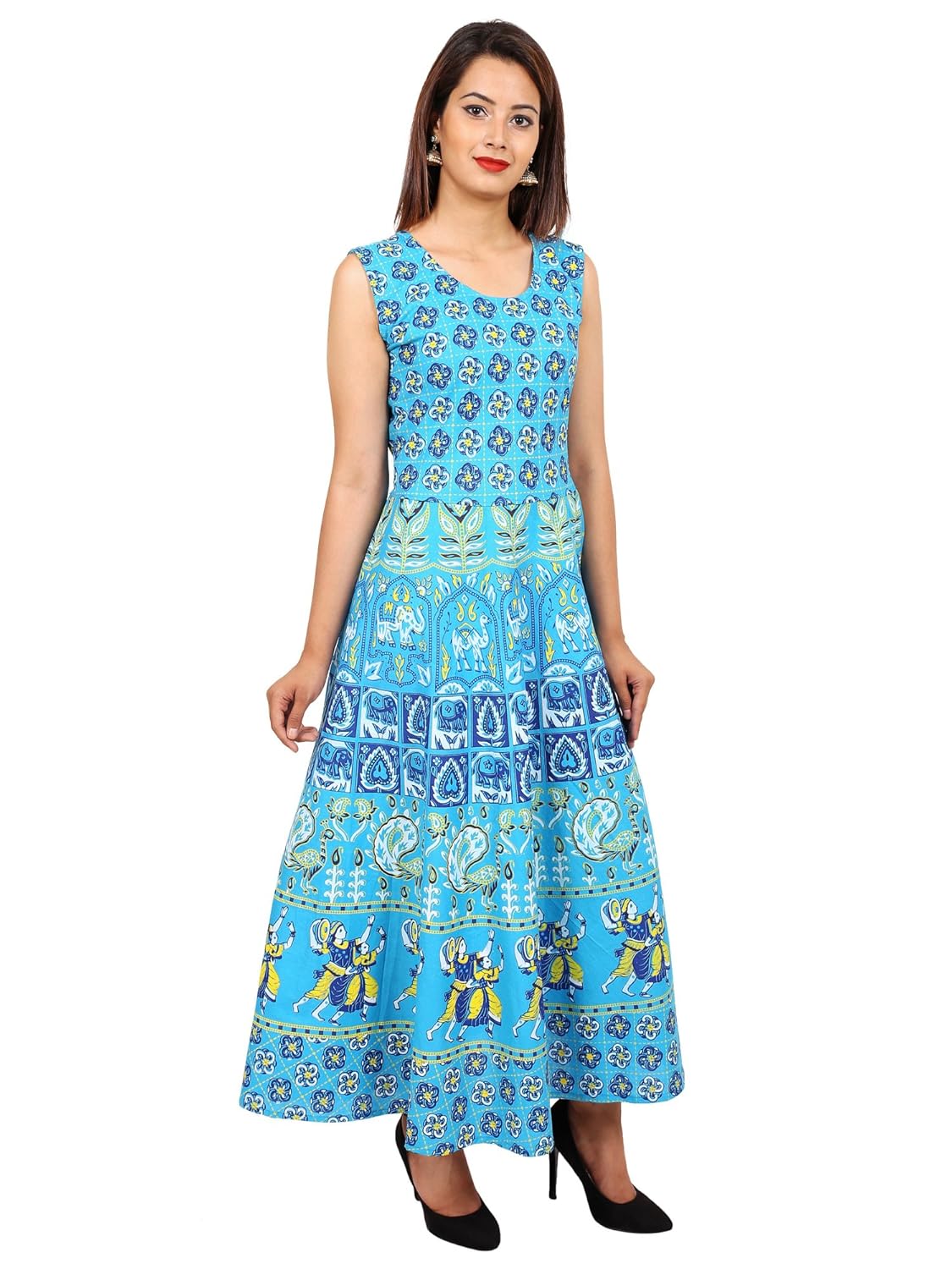 jaipuri fashionista women's cotton maxi dress