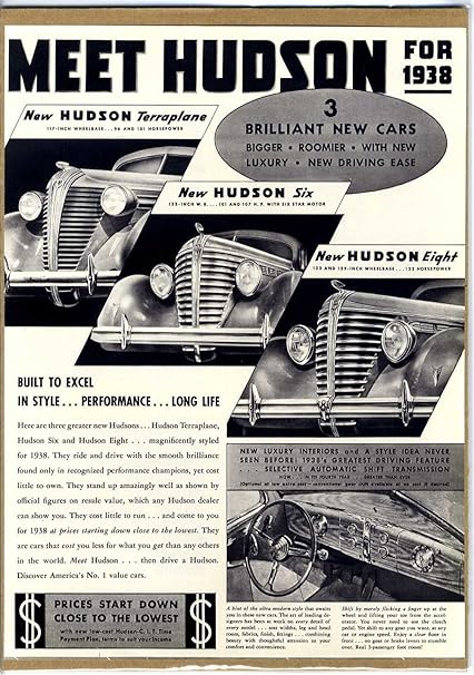 Amazon 1930年代 ハドソン Hudson 自動車 アメ車 レトロ ビンテージ アメリカ雑誌広告 インテリアポスターに 自動車広告 ホーム キッチン