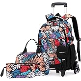 ZHANAO Boys Rolling Backpack Classic Trolley Bookbags for Kids Multiple Pockets Backpack with Wheels Schoolbag for Students