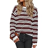 YUCOLEN Womens Striped Sweaters Casual Crewneck Long Sleeve Knit Pullover for Fall Winter