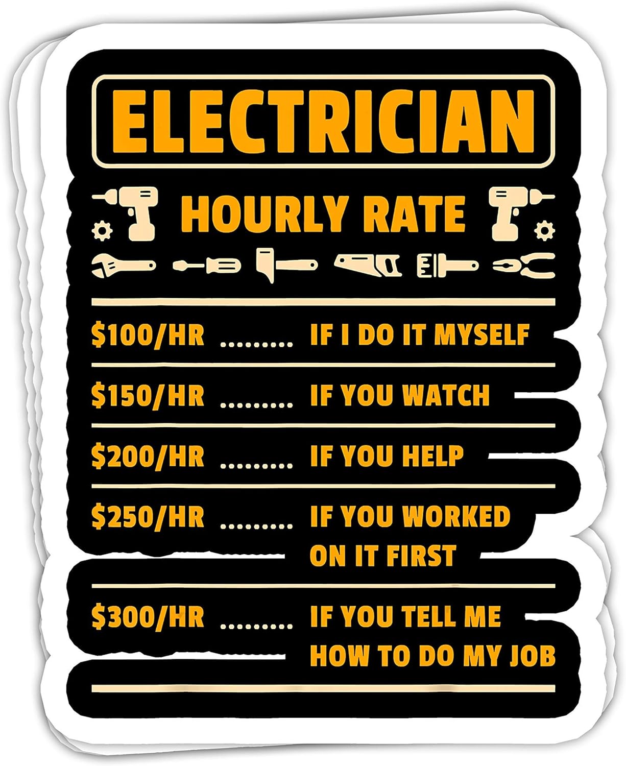 Lplpol Set of 3 Electrician Hourly Rate Price Chart Funny Electrical