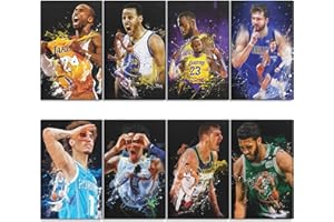 BAOGELI Stephen Curry, Bryant, James, Ja Morant, LaMelo Ball, Doncic, Jokic, Tatum Poster Basketball Canvas Poster Wall Art Print Set of 8 Gifts for Boys Living Room Bedroom Decoration Unframed: 8x12inch