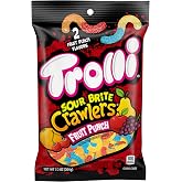 Trolli Sour Brite Crawlers Fruit Punch Candy, Sweet &amp; Sour Worms, 7.2 oz | Fruit punch sour gummy worms, party candy, sharing, snacking