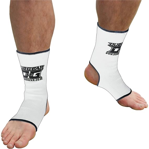 L WHITE DUO MUAY THAI KICKBOXING MARTIAL ARTS MMA SPORTS ANKLE SUPPORT