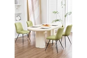 choairy Dining Chairs Set of 4, Modern Dining Chairs with Thick Cushions, PU Leather Upholstered Kitchen Dining Room Chairs with Metal Legs for Dining Living Room (Green)