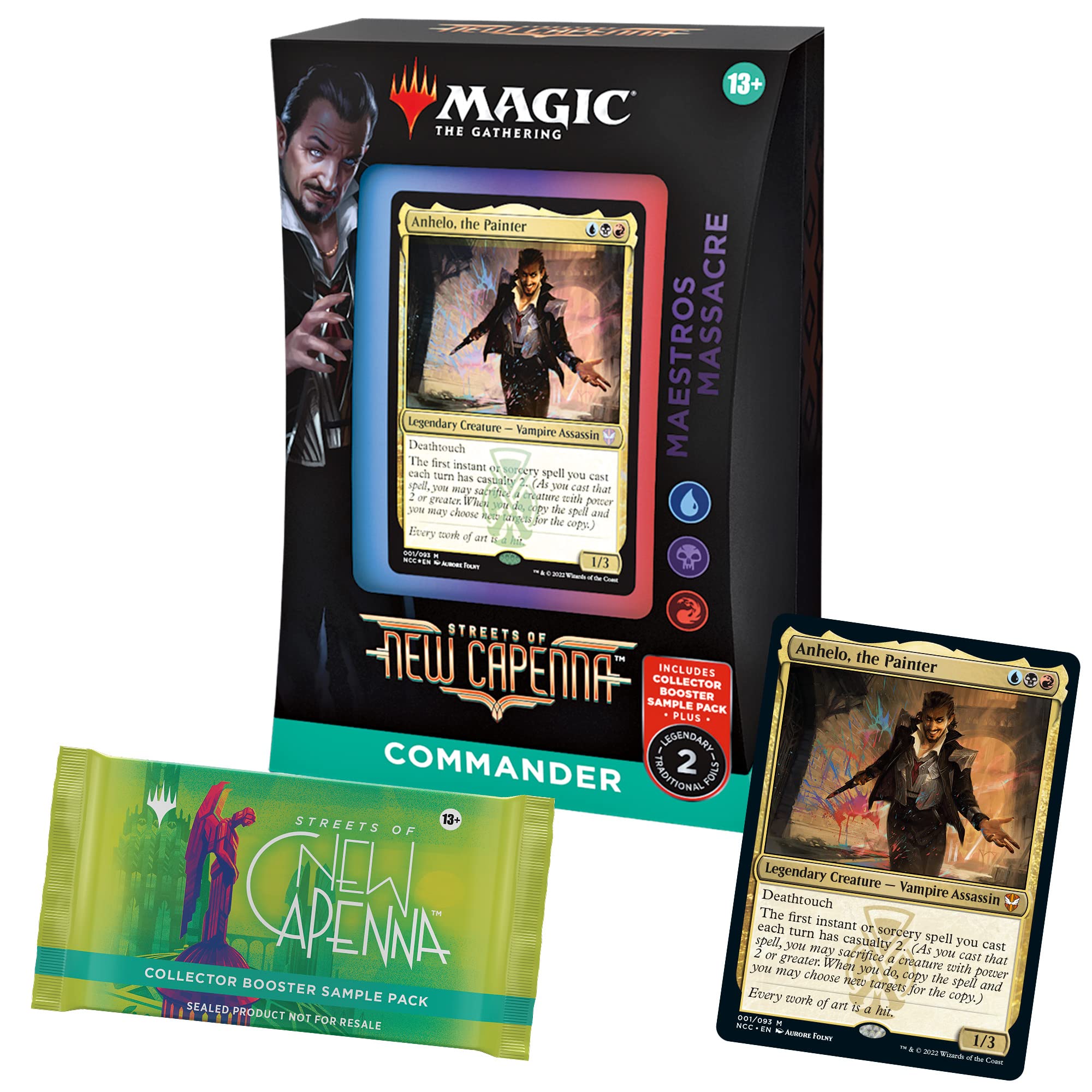 Magic: The Gathering Streets of New Capenna Commander Deck – Maestros Massacre + Collector Booster Sample Pack