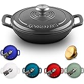 ROSSALLINI Signature Enameled Cast Iron Braiser, Non-Stick Serving Pot with Tight Fitting Lid for Perfect Roasting, Baking, Sauteing, Searing, and Pan Frying | 3.5Q (3.3L) - Oyster Grey